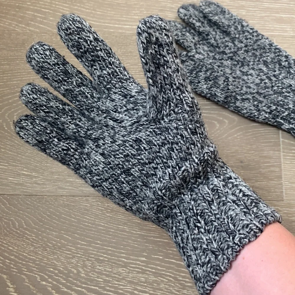 Black, Gray & White Wool Gloves